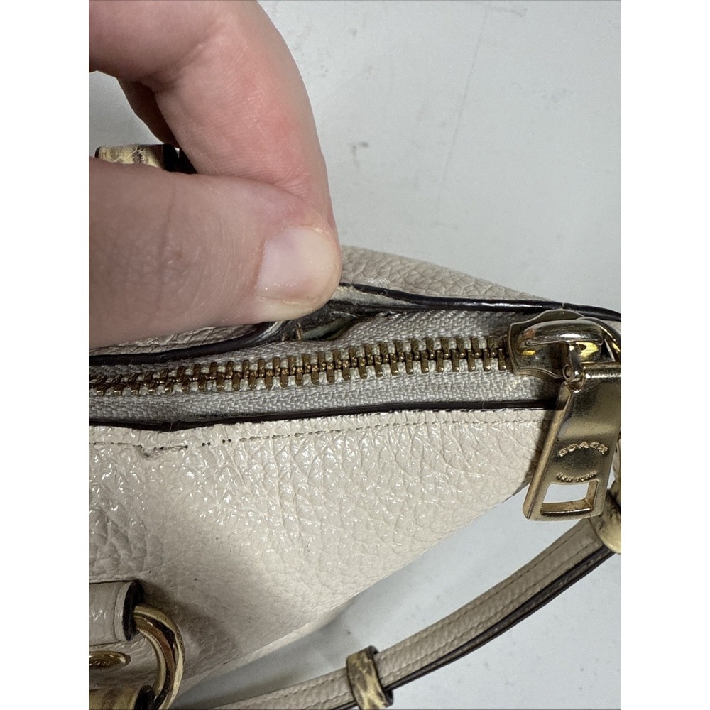 Coach Pebble Leather Emma Satchel w/ Signature Canvas and Snake Embossed Leather - Picture 9 of 14